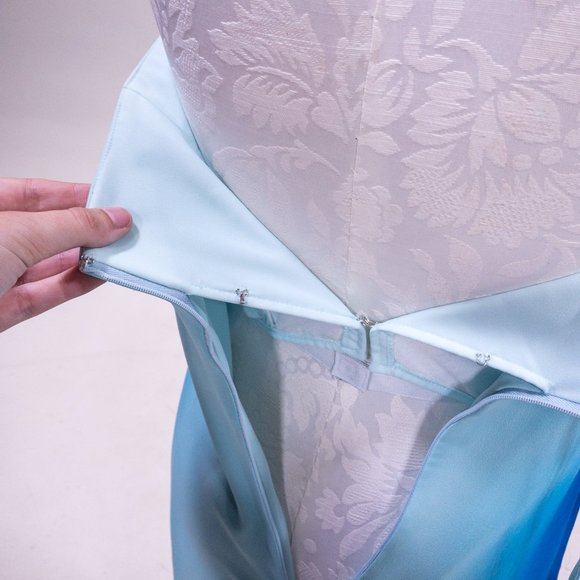 Y2K Vintage 8 Silk Dress Ombre Tie Dye Printed Strapless Long Maxi Formal - Picture 8 of 12